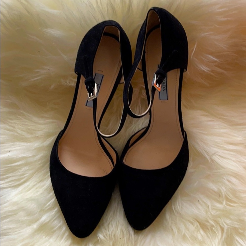 Prada Ankle strap suede heels